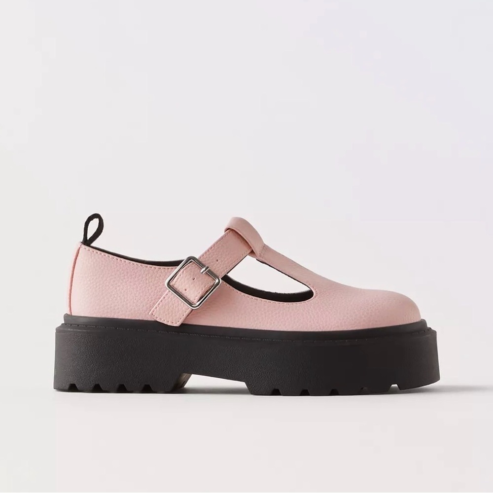 Zara Pink Platform T-Strap Dress Shoes